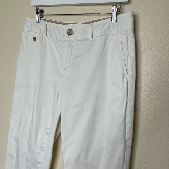 Banana Republic Stretch Washed Satin Crop Off White Cream Pants Women Size 10 - Picture 4 of 15